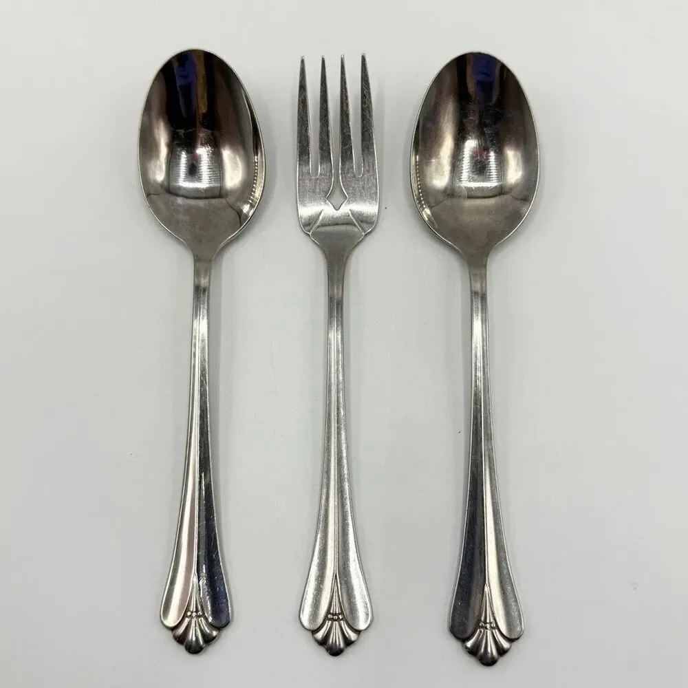 Oneida Community Royal Flute Silver Utensil Set of 3 - Tablespoons and Fork